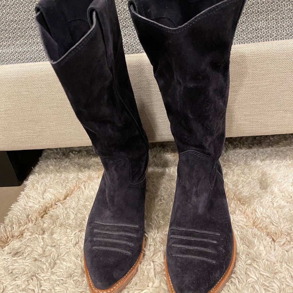 Miu Miu black suede cowboy boots